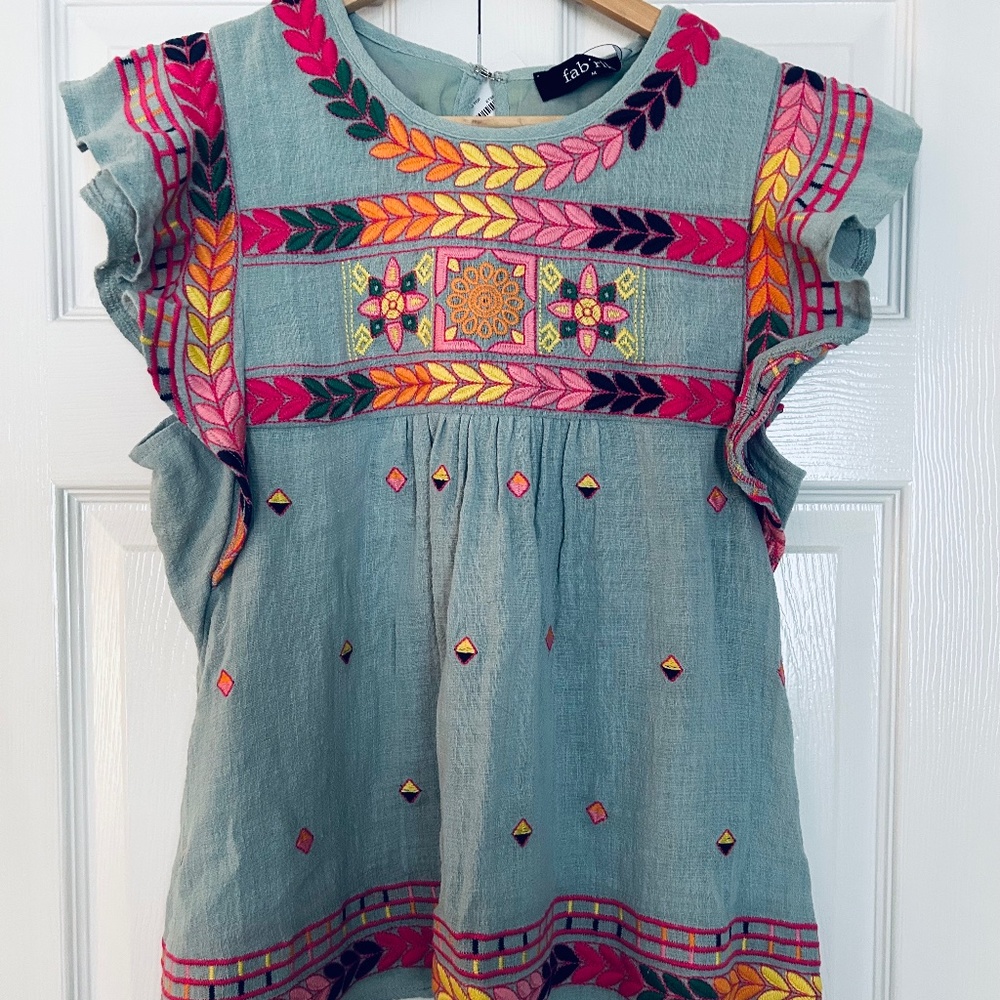 Brand New Fabrik Ruffle Sleeved Top
